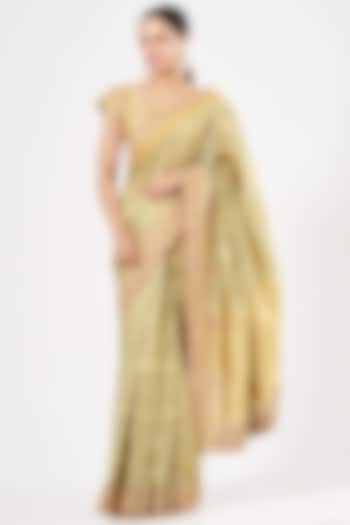 Mint Green Banarasi Tissue Saree by TATWAMM Couture