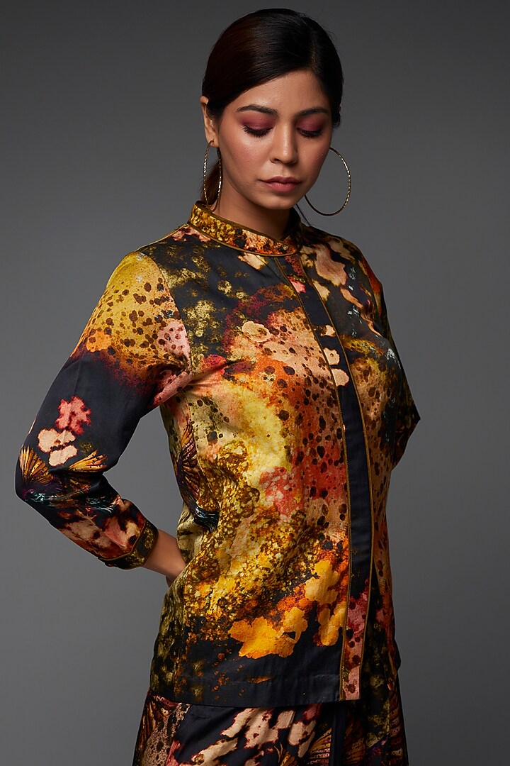 Multi-Colored Pure Cotton Silk Satin Printed Shirt by TIL BY AV - at Pernia's Pop Up Shop
