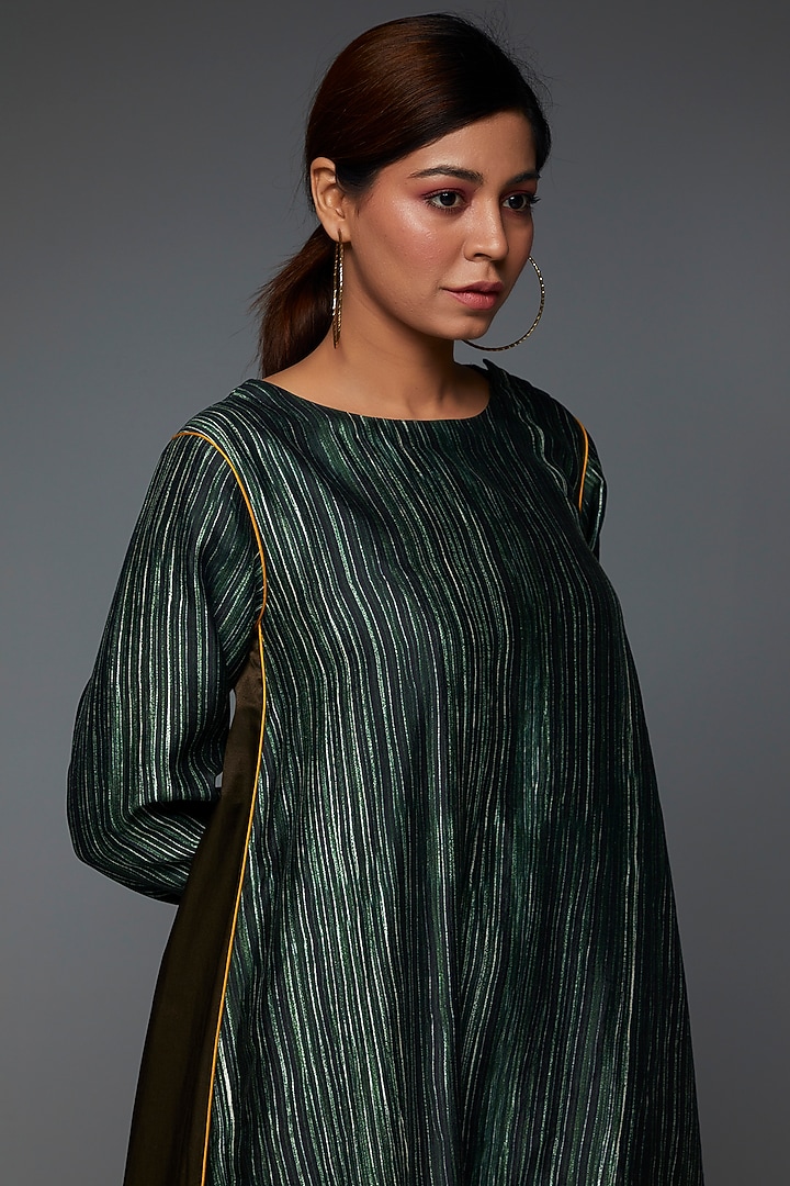 Emerald Green Pure Cotton Silk Satin Printed Vacation Dress by TIL BY AV - at Pernia's Pop Up Shop