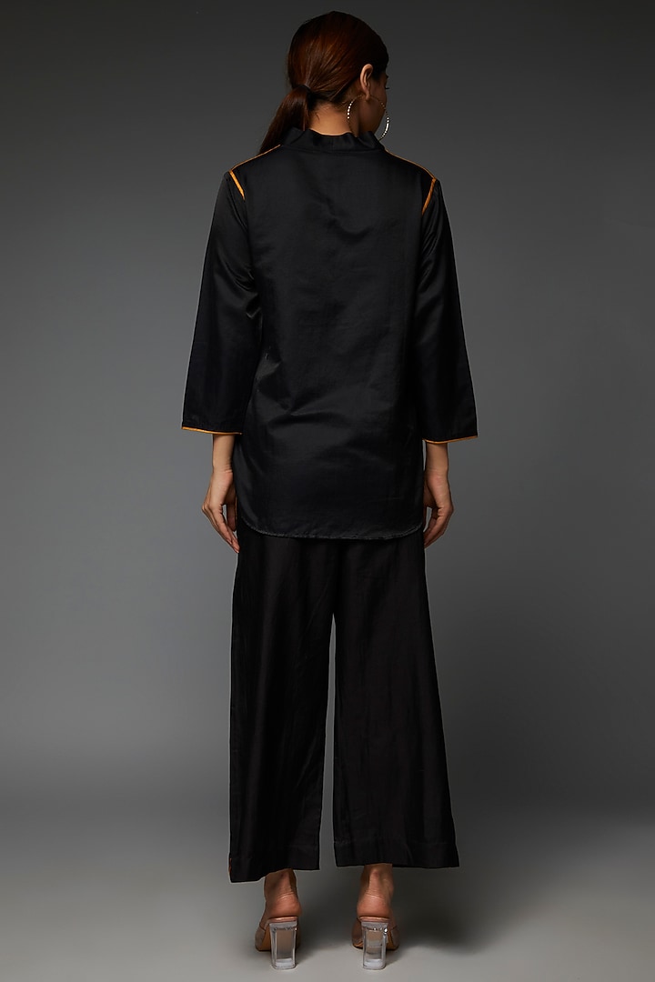 Black Pure Cotton Silk Satin Co-Ord Set by TIL BY AV - at Pernia's Pop Up Shop
