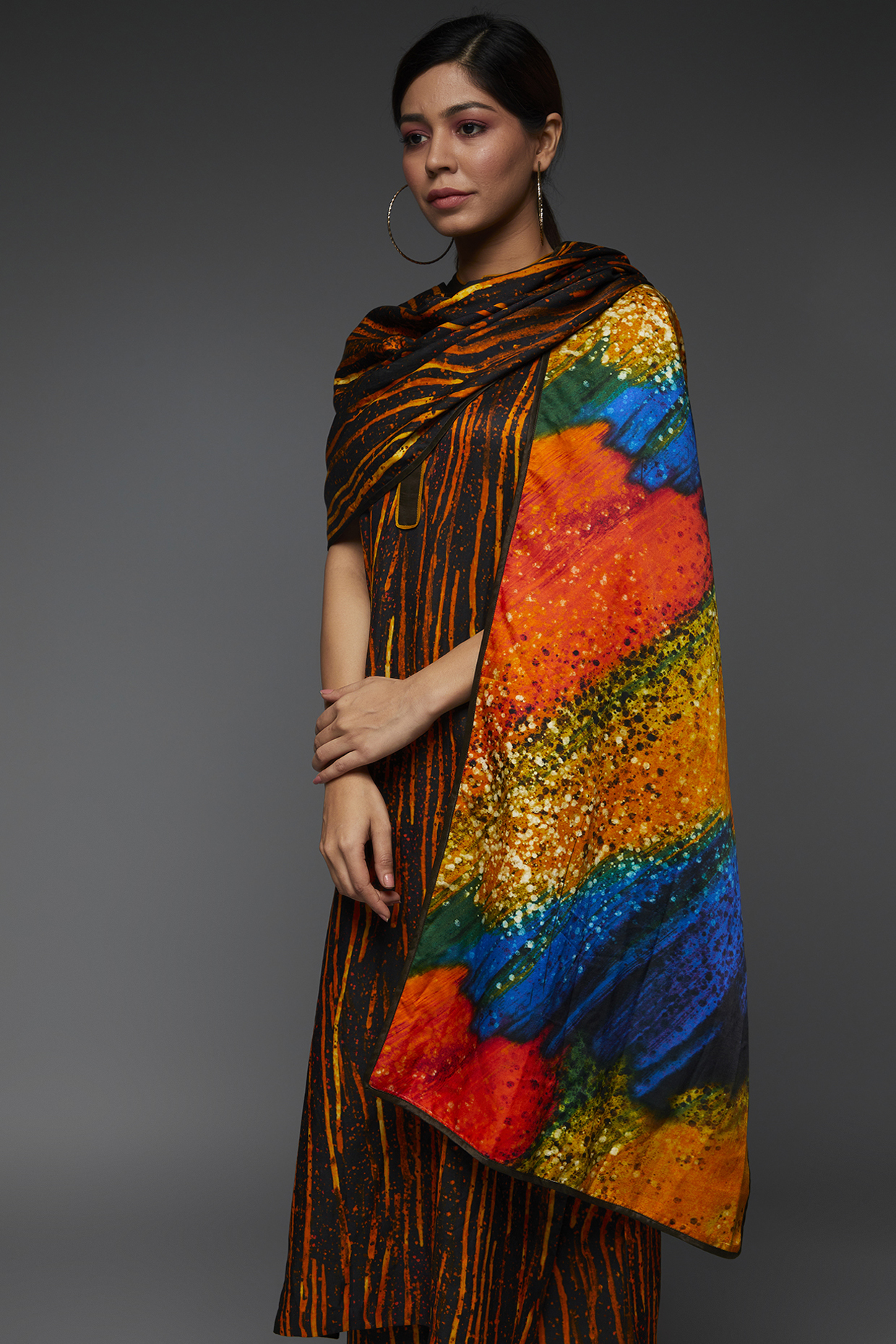 Multi-Colored Pure Cotton Silk Satin Printed Shawl by TIL BY AV - at Pernia's Pop Up Shop