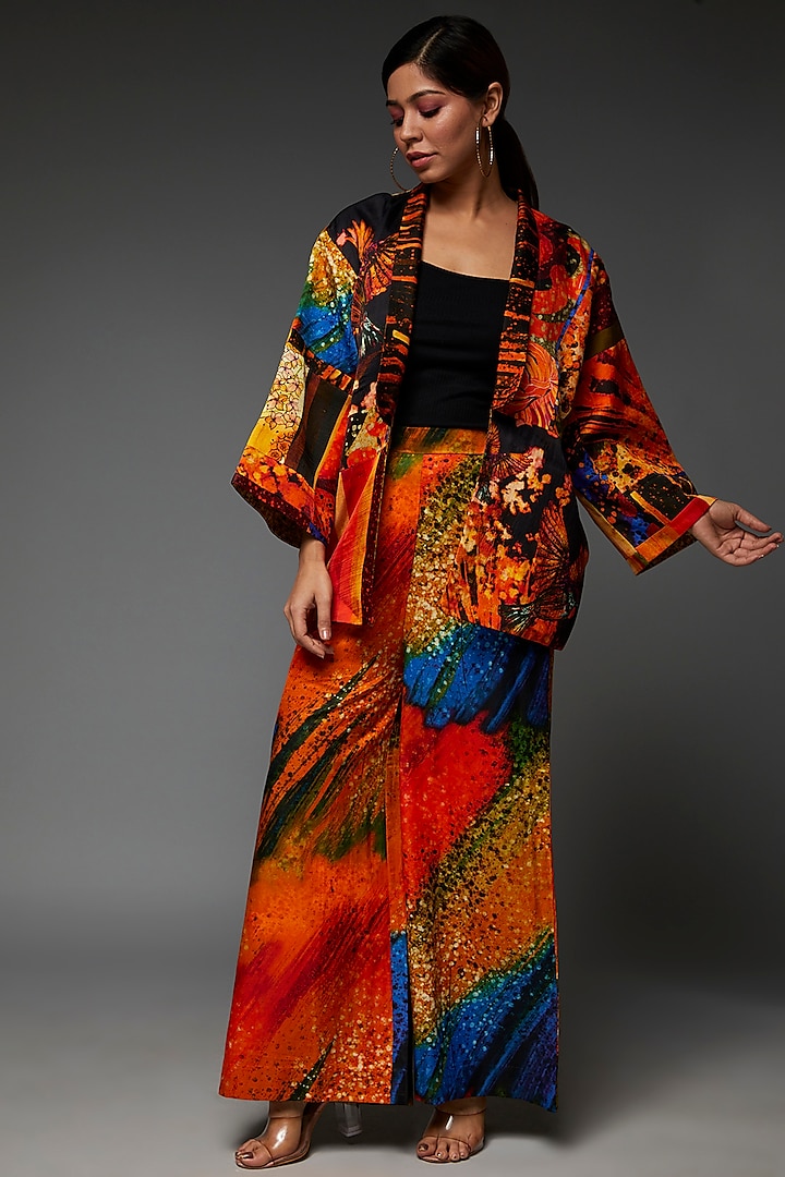 Multi-Colored Cotton Silk Digital Printed Jacket by TIL BY AV -