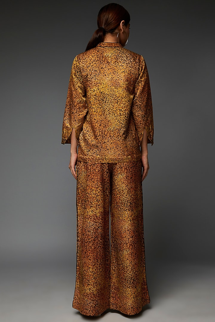 Mustard Cotton Silk Digital Printed Shirt by TIL BY AV - at Pernia's Pop Up Shop