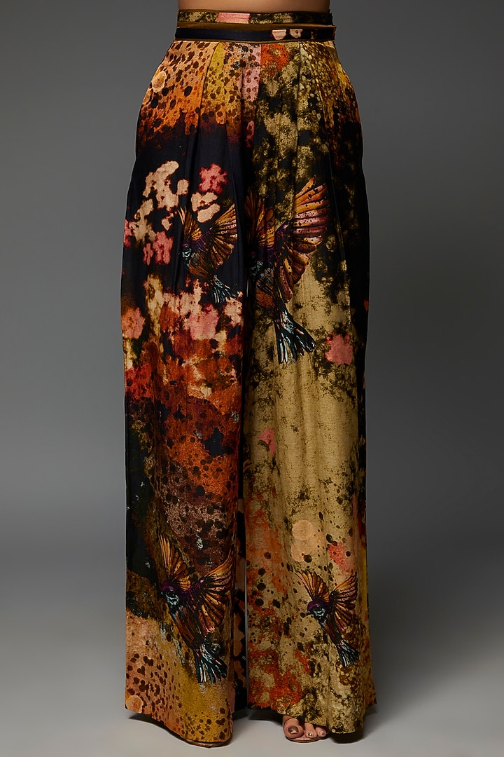 Multi-Colored Pure Cotton Silk Satin Printed Trousers by TIL BY AV - at Pernia's Pop Up Shop