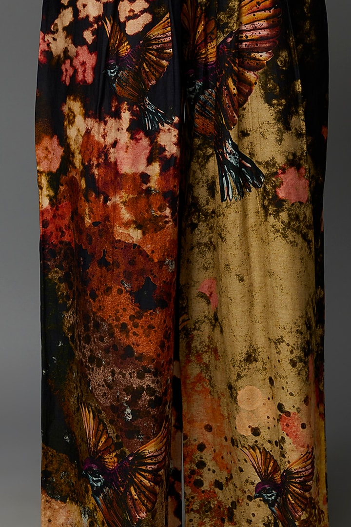 Multi-Colored Pure Cotton Silk Satin Printed Trousers by TIL BY AV - at Pernia's Pop Up Shop