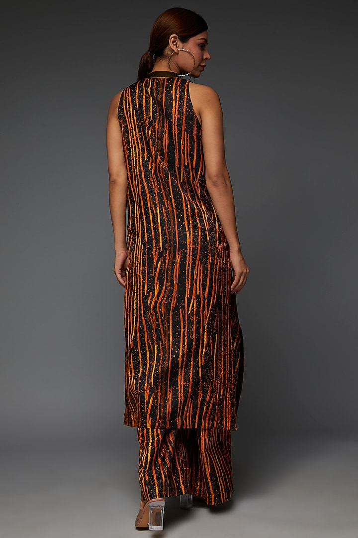Black Cotton Silk Digital Printed Trousers by TIL BY AV - at Pernia's Pop Up Shop