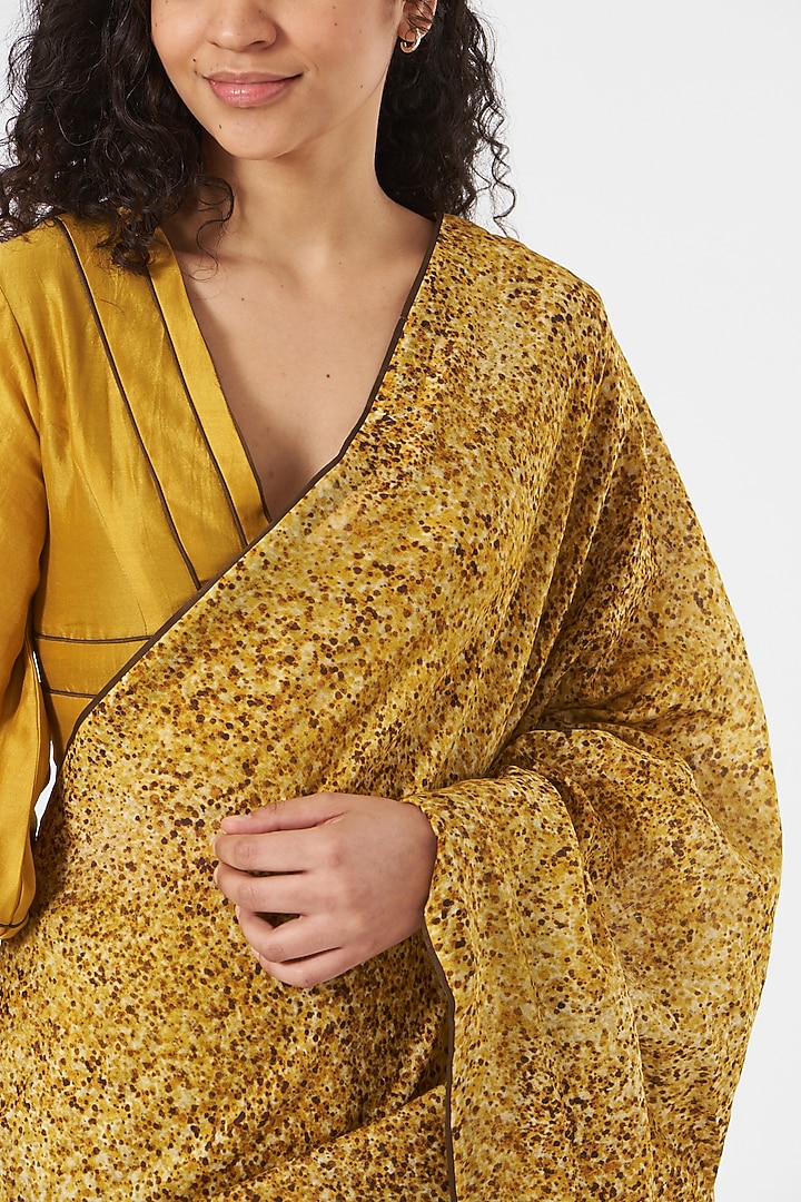 Mustard Pure Silk Chanderi Digital Printed Party Wear Saree Set by TIL BY AV - at Pernia's Pop Up Shop