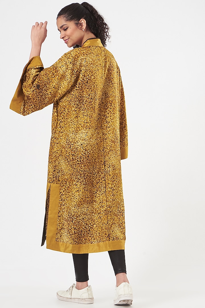 Mustard Pure Silk Chanderi Overlay by TIL BY AV - at Pernia's Pop Up Shop