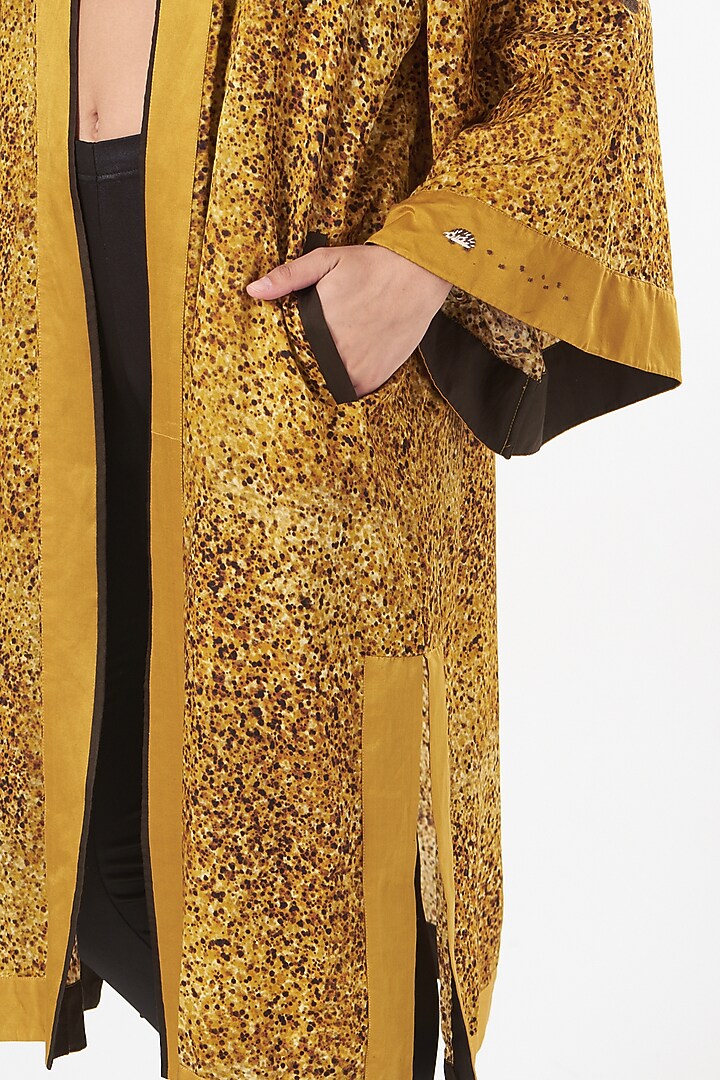 Mustard Pure Silk Chanderi Overlay by TIL BY AV - at Pernia's Pop Up Shop