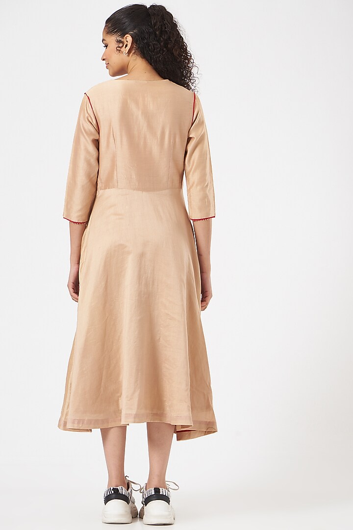 Beige Silk Chanderi Anarkali by TIL BY AV - at Pernia's Pop Up Shop