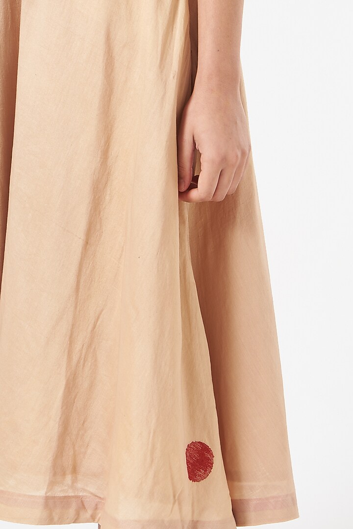 Beige Silk Chanderi Anarkali by TIL BY AV - at Pernia's Pop Up Shop
