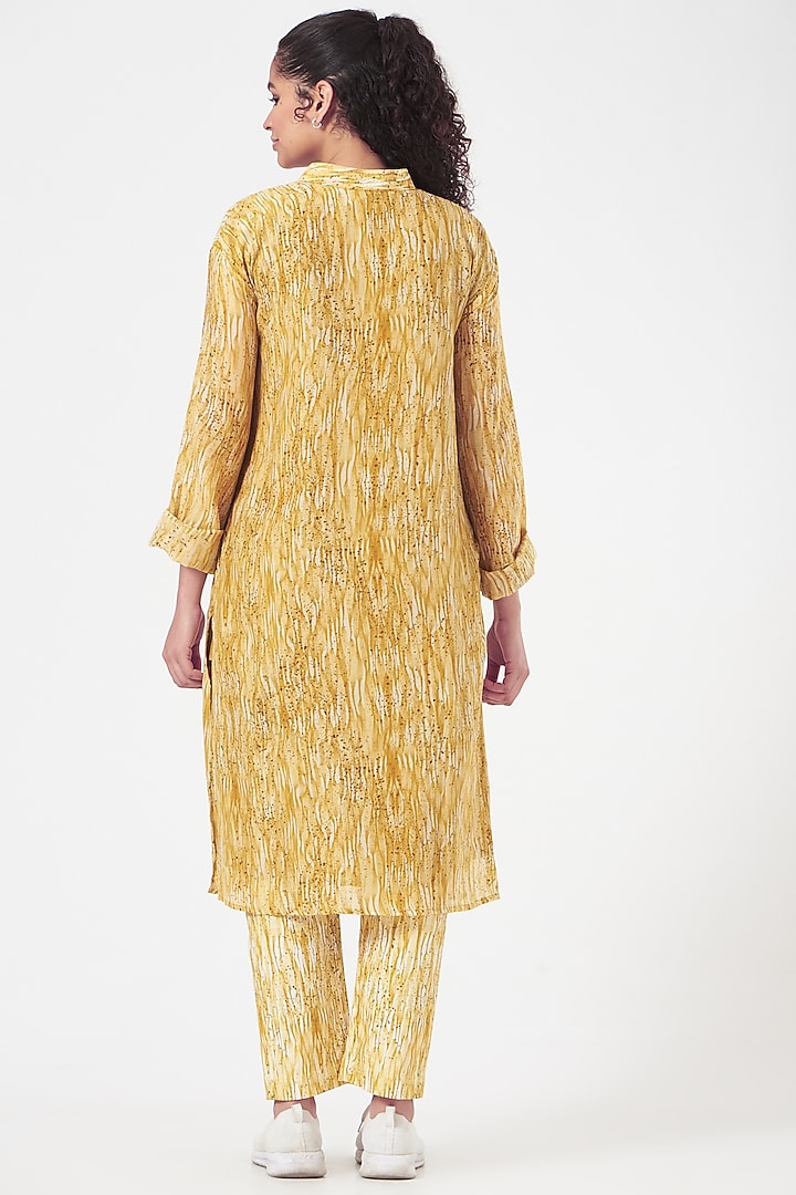 Yellow Cotton Silk Printed Kurta Set by TIL BY AV - at Pernia's Pop Up Shop