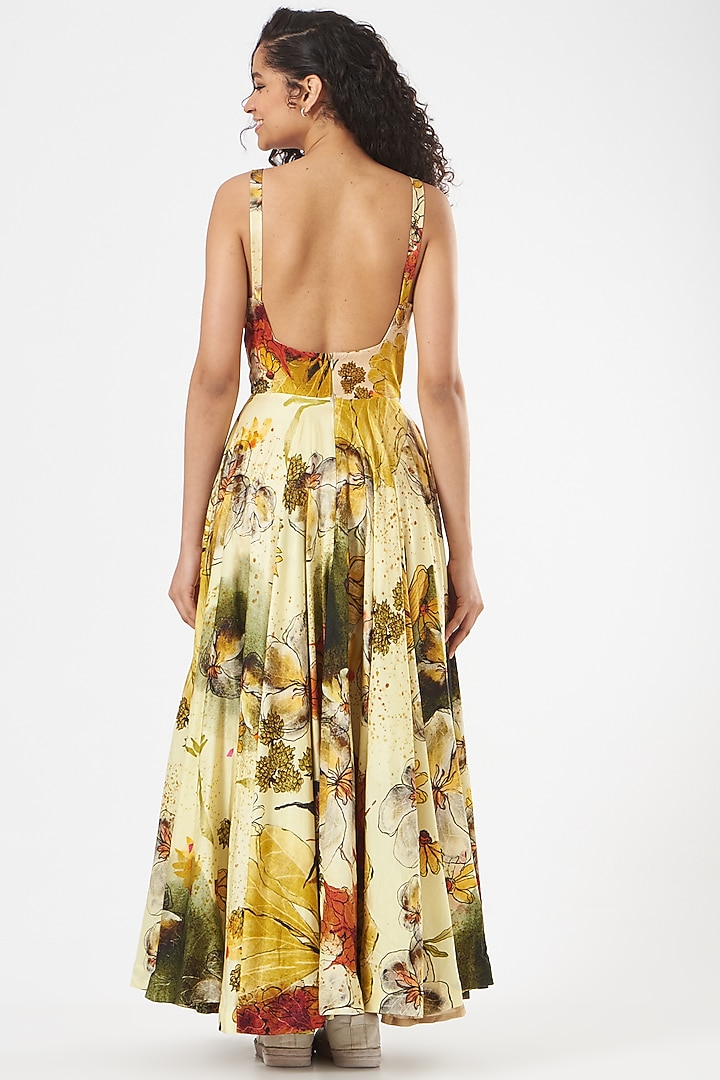 Multi-Colored Cotton Silk Satin Maxi Cocktail Dress by TIL BY AV - at Pernia's Pop Up Shop
