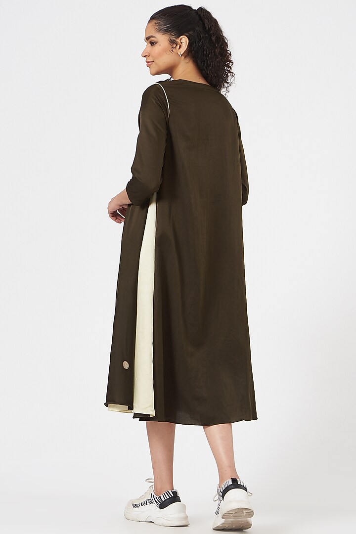 Brown Cotton Silk A-Line Summer Dress by TIL BY AV - at Pernia's Pop Up Shop