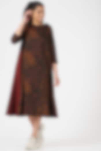Brown A-line Digital Printed Dress by TIL BY AV -