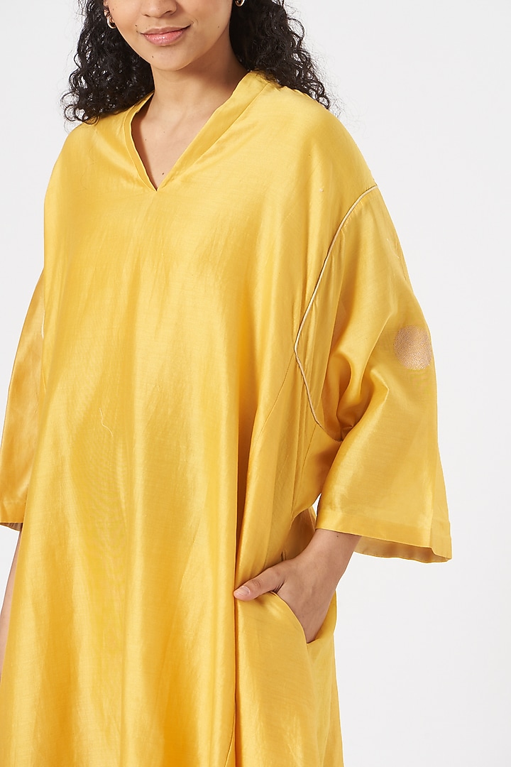 Yellow Silk Chanderi Choga Summer Dress by TIL BY AV - at Pernia's Pop Up Shop