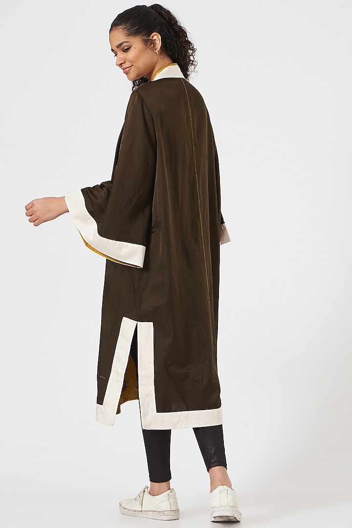 Brown Cotton Silk Satin Jacket by TIL BY AV - at Pernia's Pop Up Shop