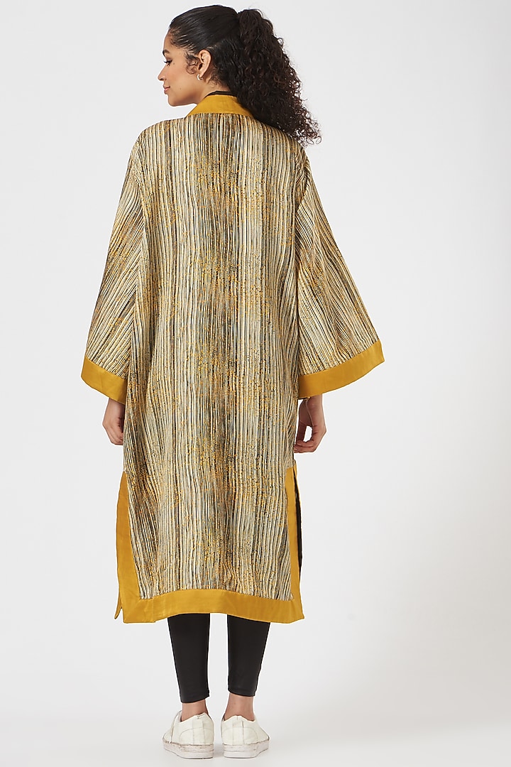 Beige Cotton Silk Satin Printed Jacket by TIL BY AV - at Pernia's Pop Up Shop
