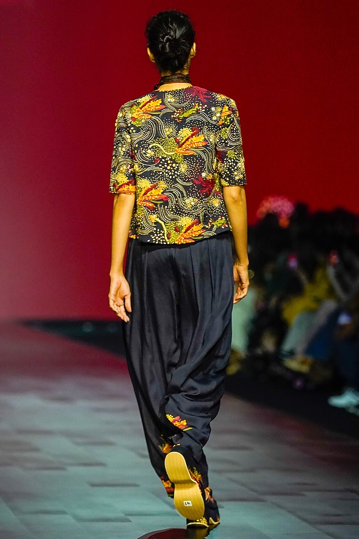 Black Cotton Hand Embroidered Jacket Set by TIL BY AV - at Pernia's Pop Up Shop