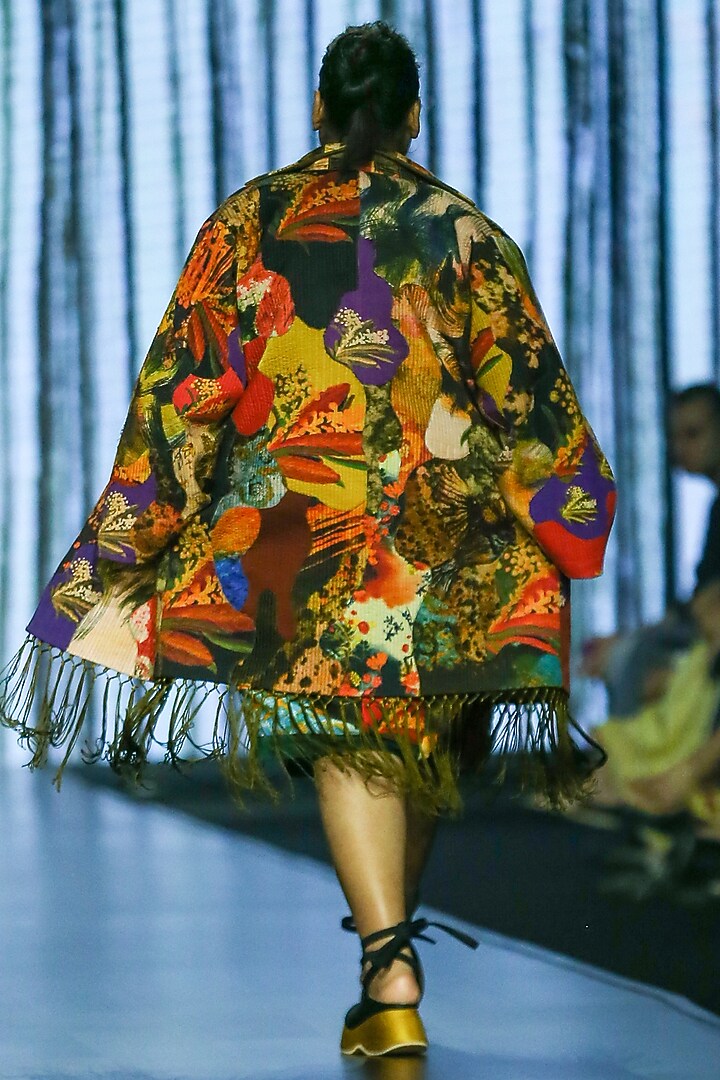 Multi-Colored Cotton & Silk Printed Jacket Cocktail Dress by TIL BY AV - at Pernia's Pop Up Shop