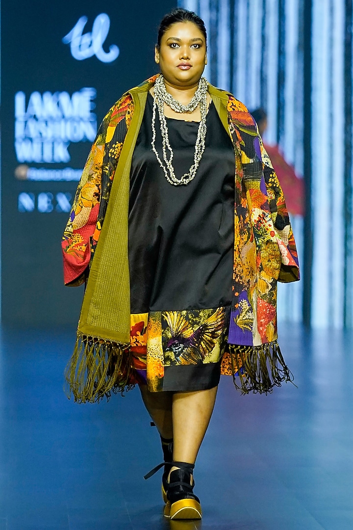 Multi-Colored Cotton & Silk Printed Jacket Cocktail Dress by TIL BY AV - at Pernia's Pop Up Shop