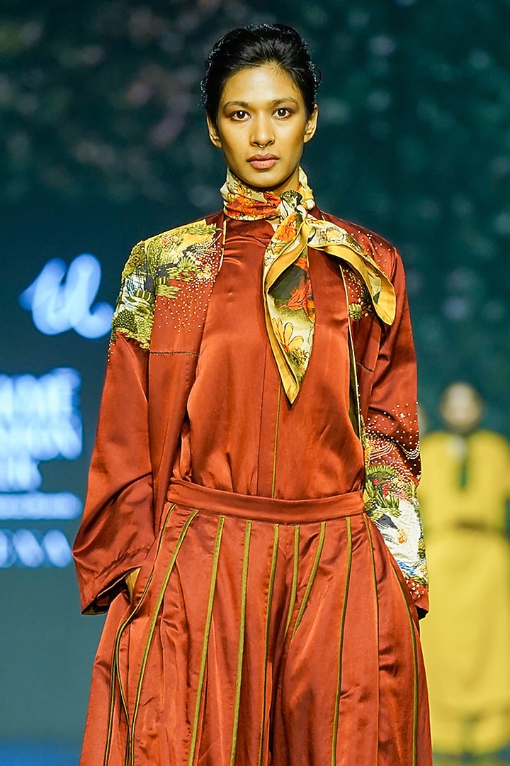 Maroon Silk Co-Ord Set by TIL BY AV - at Pernia's Pop Up Shop