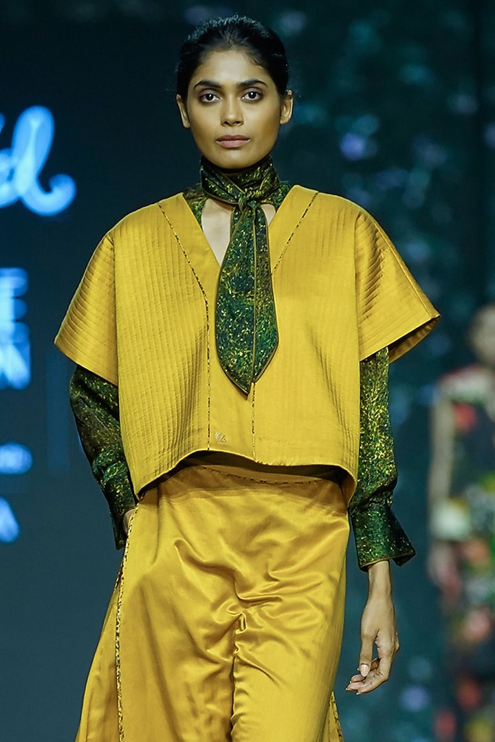 Mustard Silk Co-Ord Set by TIL BY AV - at Pernia's Pop Up Shop