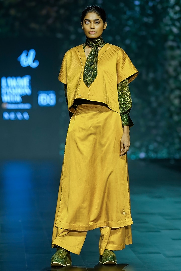 Mustard Silk Co-Ord Set by TIL BY AV - at Pernia's Pop Up Shop