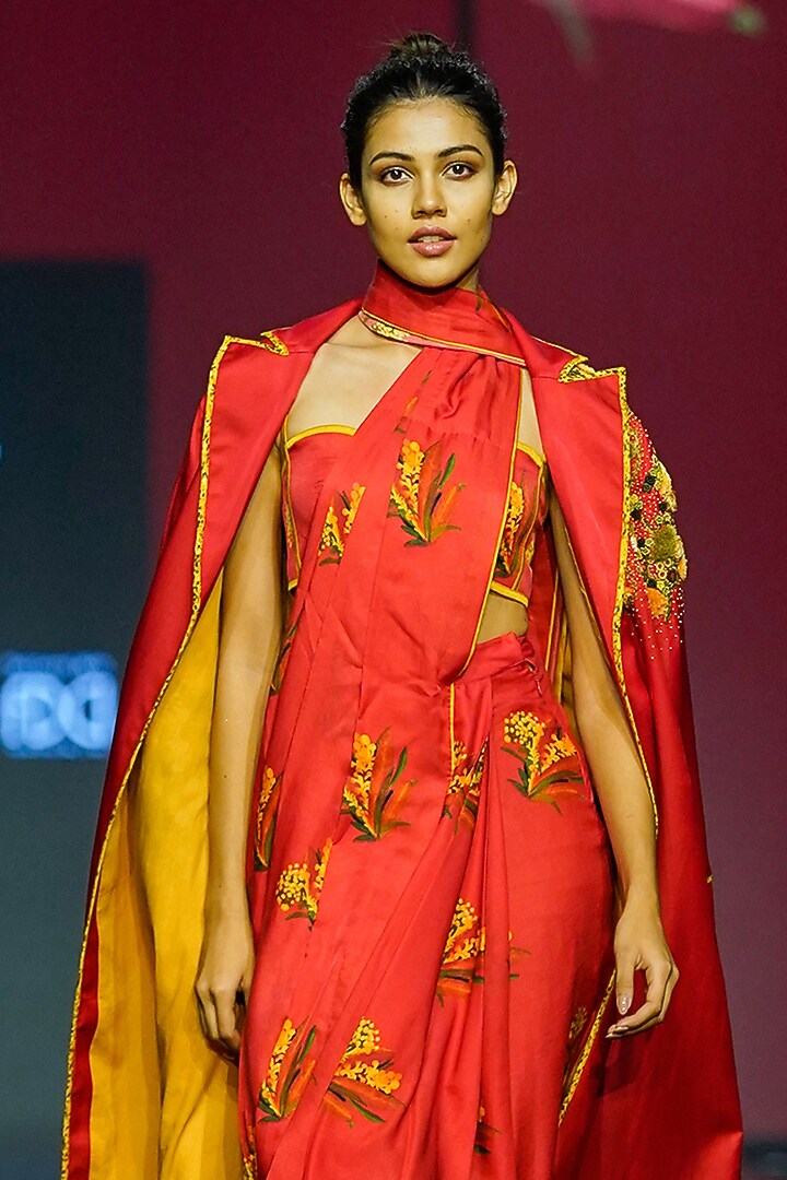 Red Silk Hand Embroidered Jacket by TIL BY AV - at Pernia's Pop Up Shop