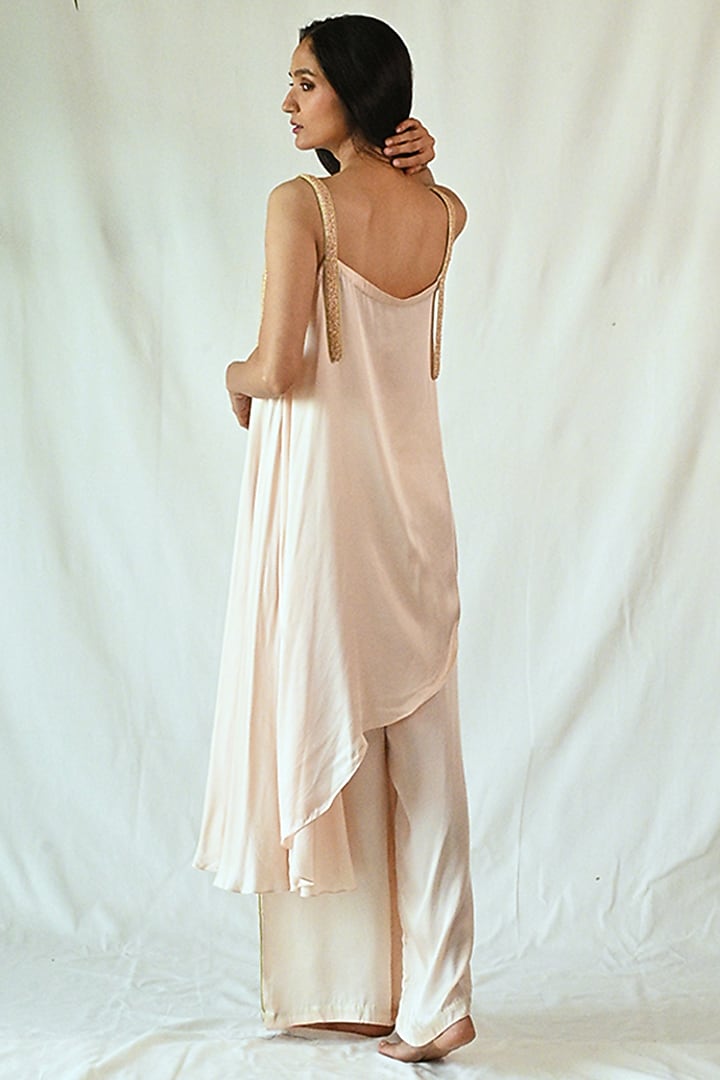 Blush Pink Cotton Satin Embroidered Co-Ord Set by TIL BY AV - at Pernia's Pop Up Shop