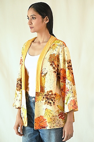 Multi-Colored Cotton Satin Printed Reversible Jacket by TIL BY AV -