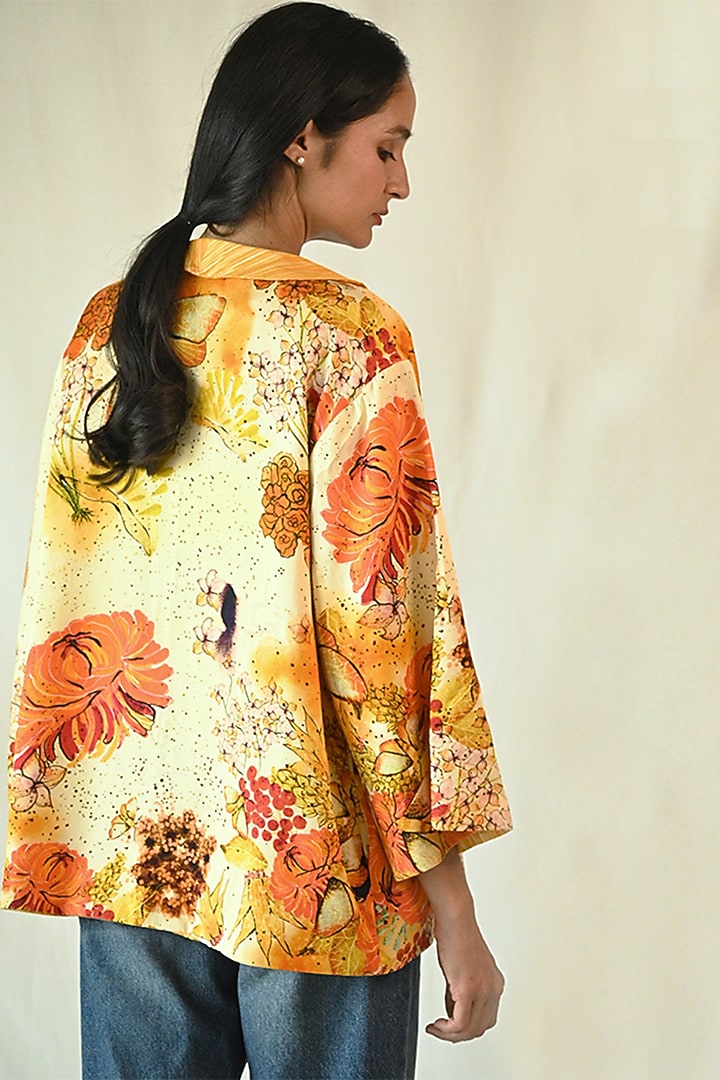 Multi-Colored Cotton Satin Printed Reversible Jacket by TIL BY AV - at Pernia's Pop Up Shop