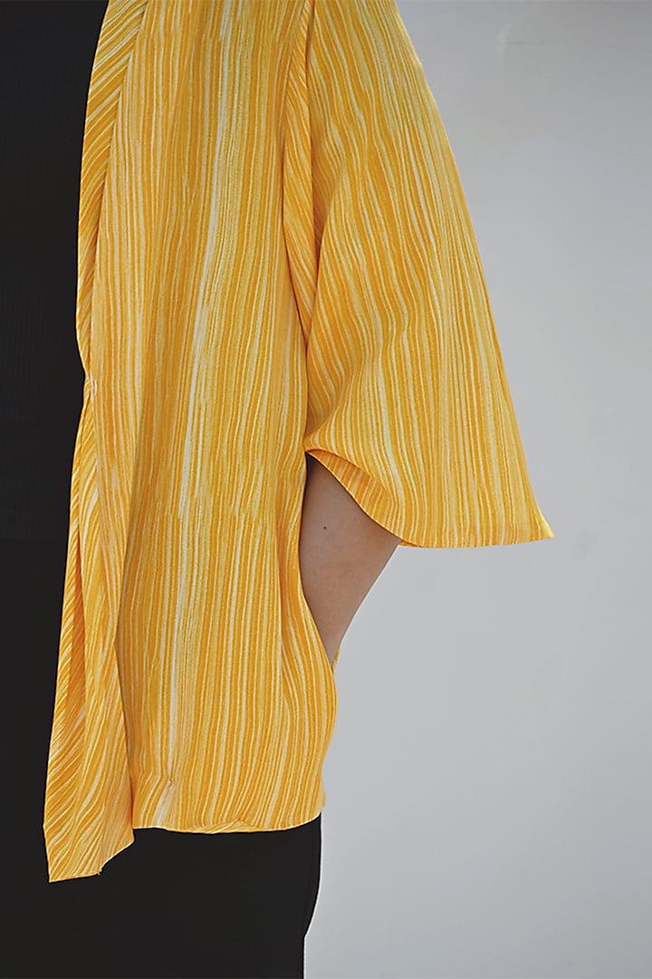 Yellow Cotton Satin Striped Jacket by TIL BY AV - at Pernia's Pop Up Shop