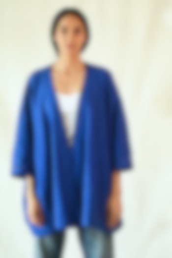 Electric Blue Cotton Khadi Jacket by TIL BY AV -