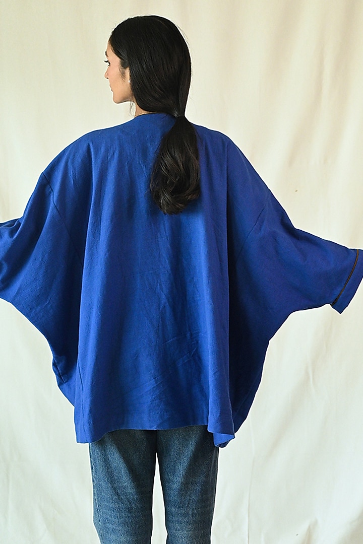 Electric Blue Cotton Khadi Jacket by TIL BY AV - at Pernia's Pop Up Shop