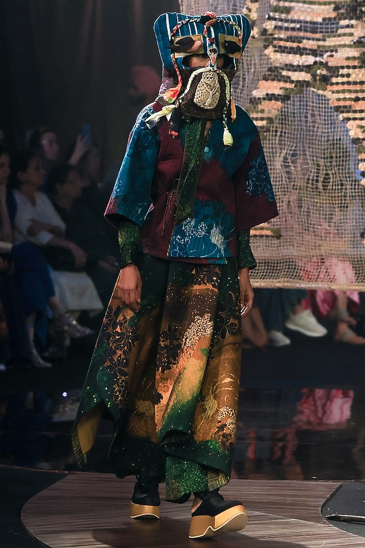 Blue Soft Cotton Digital Printed Quilted Jacket by TIL BY AV - at Pernia's Pop Up Shop