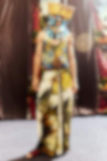 Green & Blue Handspun Cotton Digital Printed Vest by TIL BY AV - at Pernia's Pop Up Shop