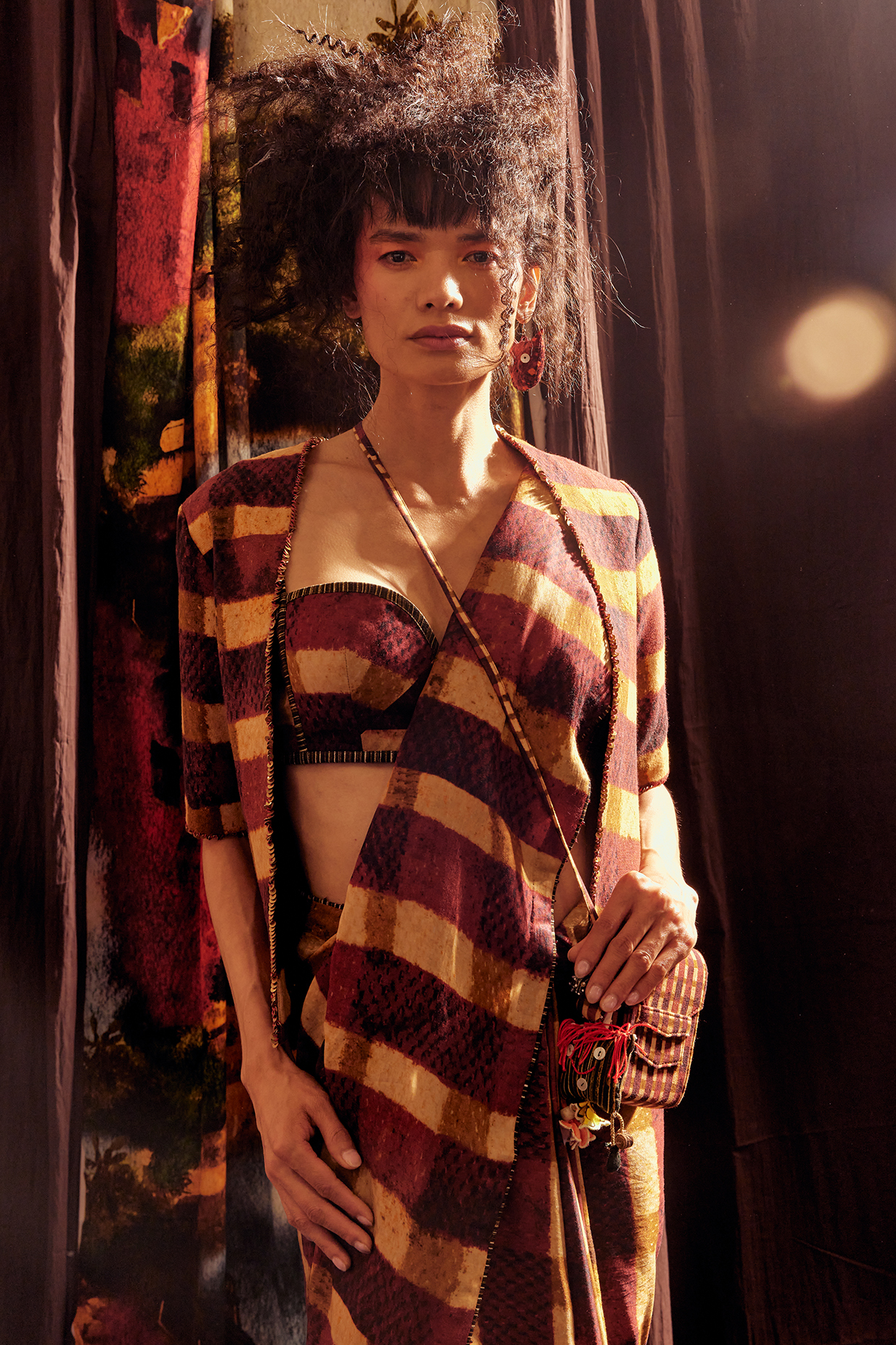 Maroon Cotton Modal Digital Printed Jacket by TIL BY AV - at Pernia's Pop Up Shop