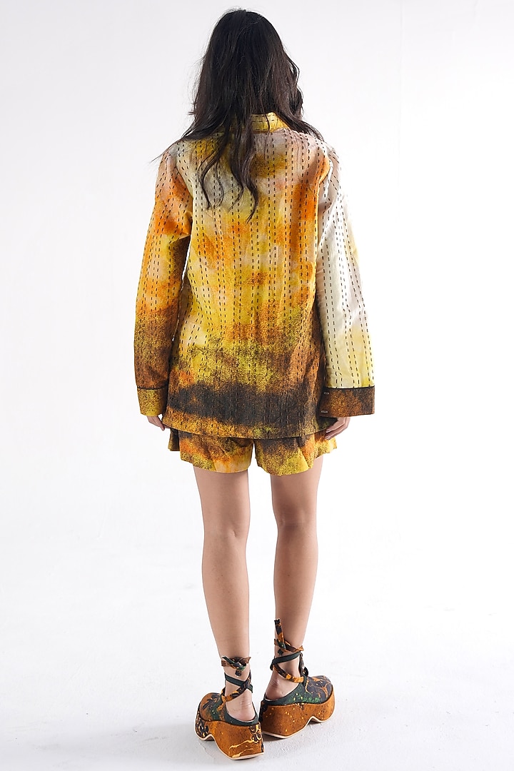 Mustard Handspun Cotton Digital Printed Co-Ord Set by TIL BY AV - at Pernia's Pop Up Shop