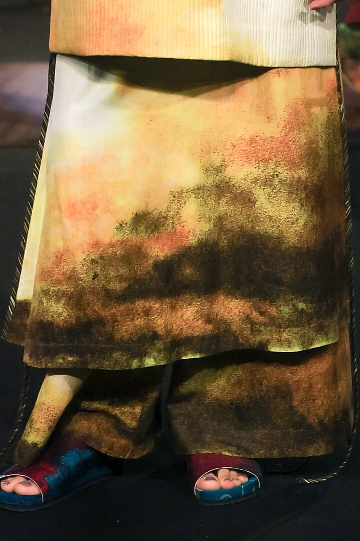 Mustard Handspun Cotton & Silk Digital Printed Kurta Set by TIL BY AV - at Pernia's Pop Up Shop