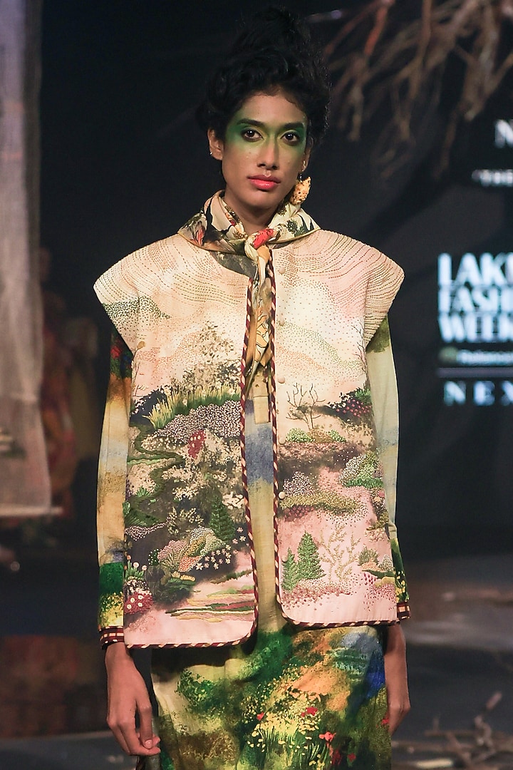 Multi-Colored Handspun Cotton Digital Printed Kurta Set by TIL BY AV - at Pernia's Pop Up Shop