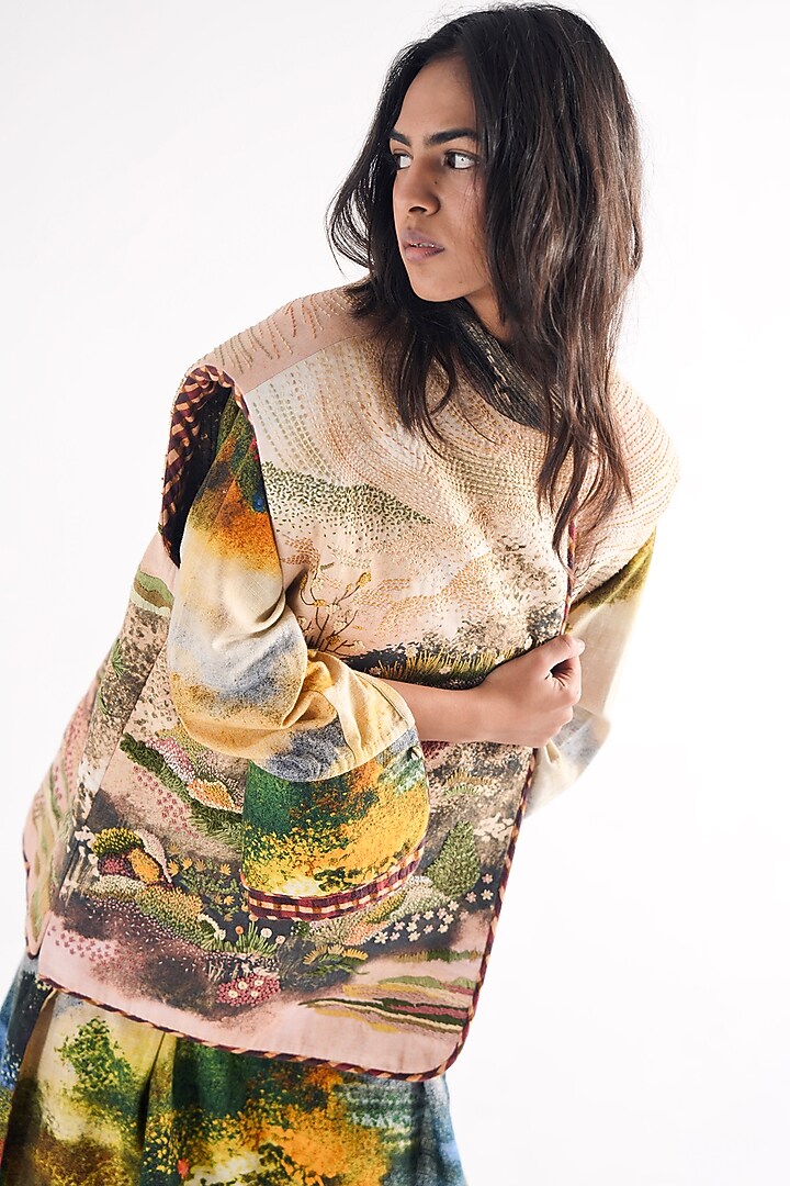 Multi-Colored Handspun Cotton Digital Printed Jacket by TIL BY AV - at Pernia's Pop Up Shop