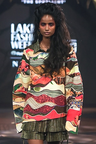 Multi-Colored Upcycled Cotton Patchwork Pullover Overlay by TIL BY AV -