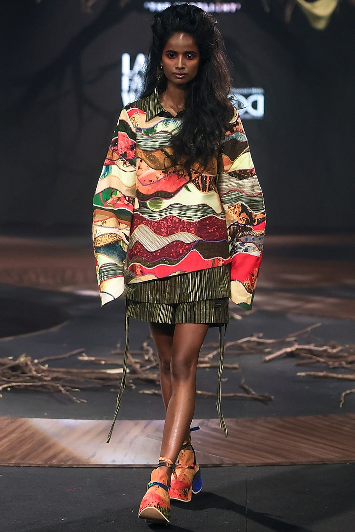 Multi-Colored Upcycled Cotton Patchwork Pullover Overlay by TIL BY AV - at Pernia's Pop Up Shop