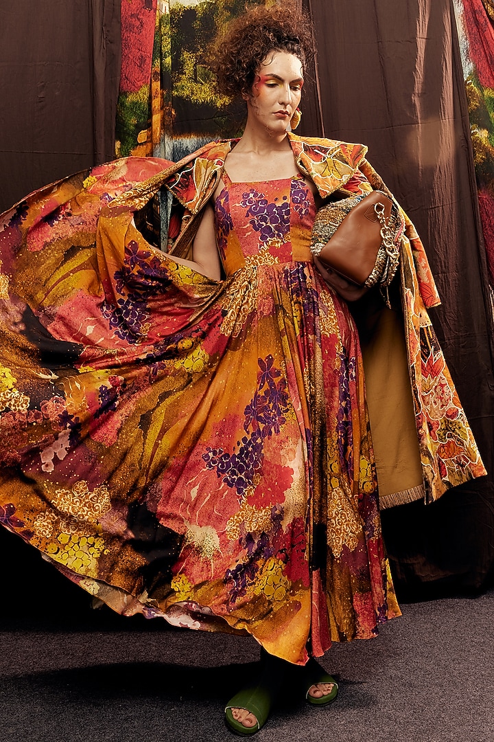 Multi-Colored Pure Cotton Silk Digital Printed Cocktail Dress by TIL BY AV - at Pernia's Pop Up Shop