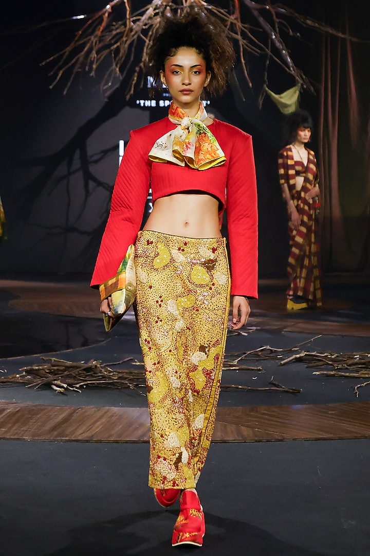 Red Soft Cotton Modal Hand Dyed Crop Top by TIL BY AV - at Pernia's Pop Up Shop