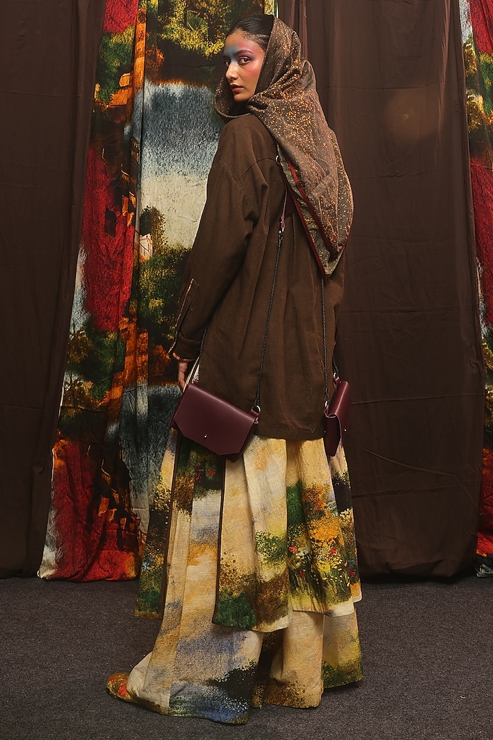 Brown Handspun Cotton Digital Printed Shirt by TIL BY AV - at Pernia's Pop Up Shop
