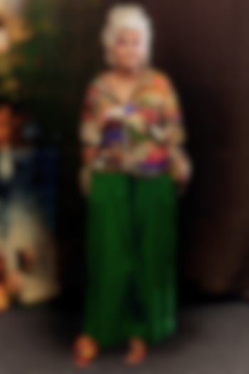 Green Handspun Cotton Hand Dyed Trousers by TIL BY AV - at Pernia's Pop Up Shop