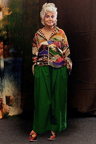 Green Handspun Cotton Hand Dyed Trousers by TIL BY AV -