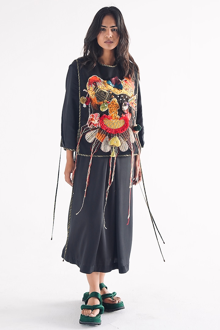 Black & Multi-Colored Upcycled Cotton Gilet by TIL BY AV - at Pernia's Pop Up Shop